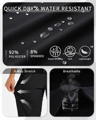 PARTICLE PLANET Men’s Lightweight Hiking Pants Quick Dry Water Large, Black