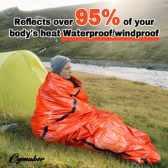 Emergency Sleeping Bag Survival Bag, Cymuber Portable 2 PACK, Orange