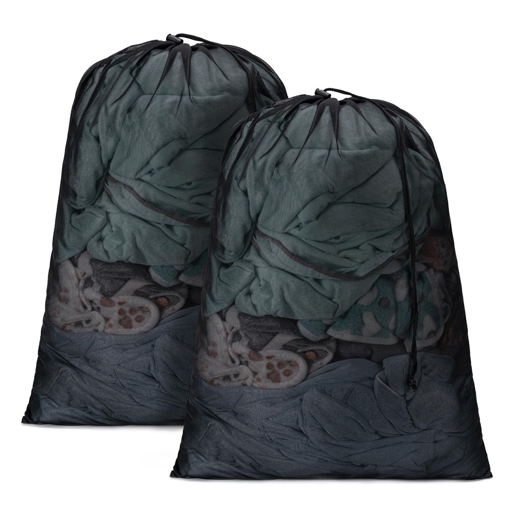 Aegero 2 Pack Mesh XL Laundry Bags,Machine 24″x36″ | 2 Pack, Black+Black