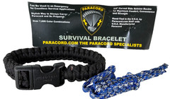 Paracord Survival Bracelet 5/8″ Curved Buckle Black 10″ XLarge #PCSB Made in USA