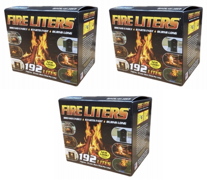 Fire Liters 10192 192 Pack Fireplace Firewood Charcoal BBQ Lighters – 3 Pack