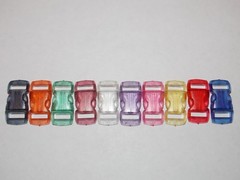 10 – 3/8″ Side Release Contoured Plastic Paracord Buckles frosted colors
