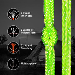 Reflective Paracord Rope 7 Strand Type III Parachute Cord 4Mm 100Ft / 200Ft for