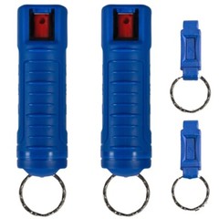 Police Magnum .50oz pepper spray 2 blue molded keychain 2 QR defense protection