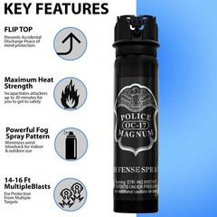 3 POLICE MAGNUM Pepper Spray Tactical Self Defense 5oz Flip Top FOG Protection