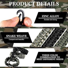 3Pcs Heavy Duty Braided 550 Paracord Neck Lanyard Keychain for Men Women Outdoor