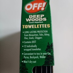 3 – OFF! Deep Woods Mosquito and Insect Repellent Wipes 12 Pack. (36 total)