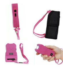 Mini Hand Pocket WOMEN Stun Gun PINK Rechargeable 80 Million Volt LED w/ HOLSTER