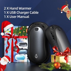 2 Pack Hand Warmers Rechargeable Electric Portable 2 in 1 Black