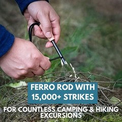 Ferro Rod Fire Starter with Wooden Handle — 15,000+ Strike Flint and Steel Fi…