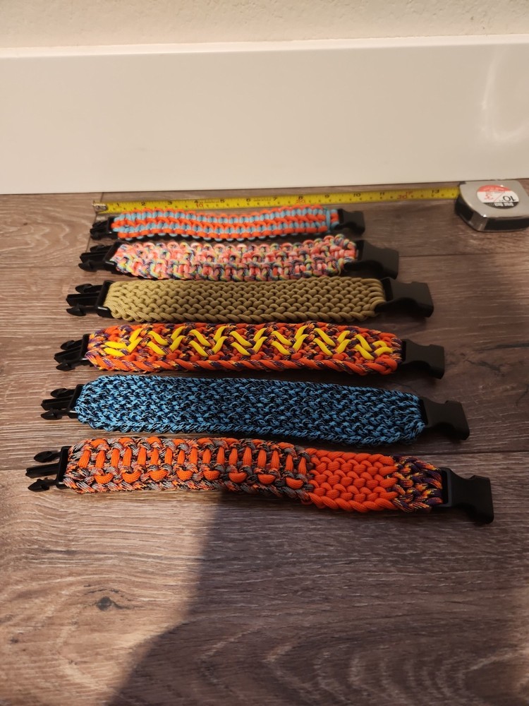 LOT: (6) Paracord Survival Bracelet – Handmade Multicolor – Outdoor Camping Hike