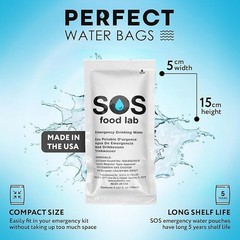 S.O.S. Emergency Water 5 year shelf life | Pack of 62 | With Tips