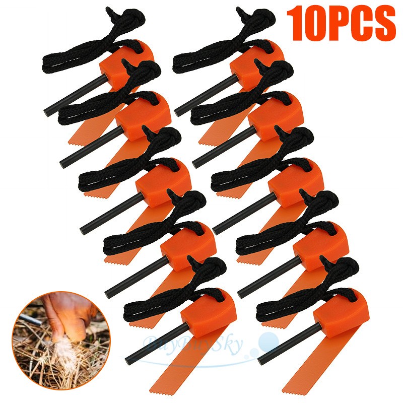 10x Fire Starter Flint Stone Striker Survival Kit Ferro Rod Outdoor Camping Tool