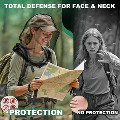 2 Pack Premium Mosquito Head Nets, Ultra Large Bug Net for Head | Adjustable Dra