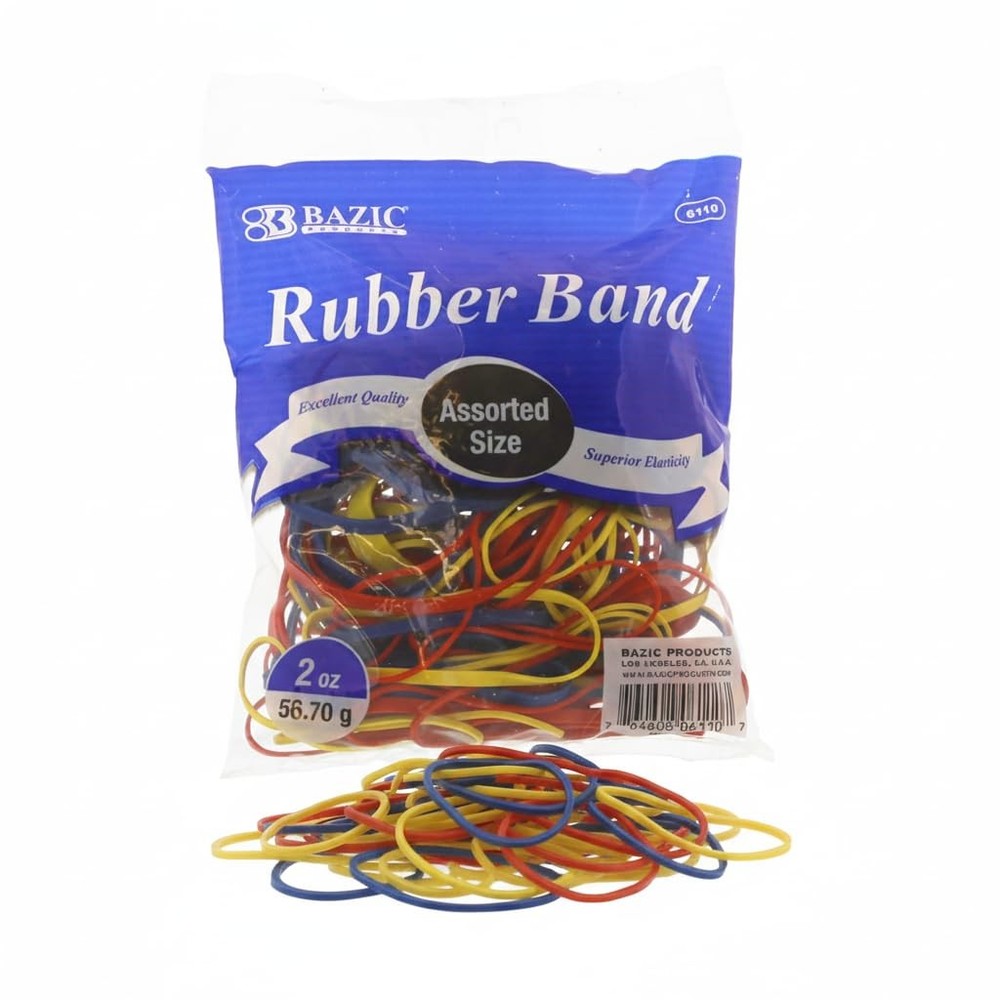 BAZIC Products Rubber Bands, Assorted Sizes, 2 oz 1-Pack,