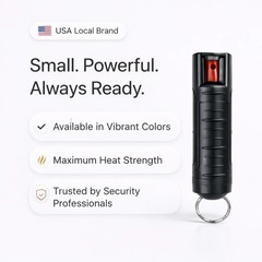 4 Pack BURN Pepper Spray 1/2oz Self Defense Keychain Case Molded OC Black