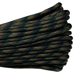 Military 550 Paracord 100′ Woodland Camo – Outdoor Survival 7 Strand Cord – USA