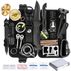 Angieast Survival Kit 35 in 1, First Aid Kit, Gear, Large, black