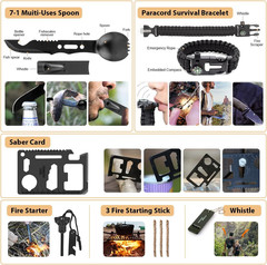 250-Piece Survival Gear Kit with Molle Bag and Emergency Tent for Outdoor Use