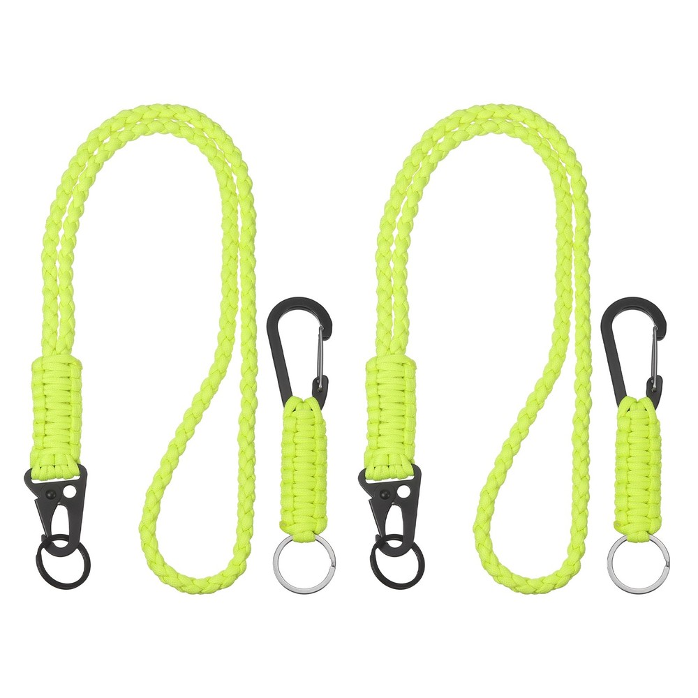4Pcs Heavy Duty Braided Lanyard for Outdoor Activities, Glowing Yellow