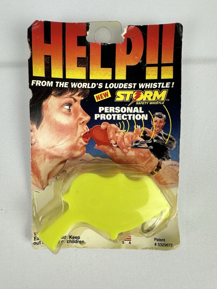 Vintage Storm Personal Protection Safety Whistle Keychain NOS Sealed USA