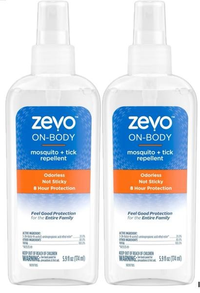 2 – Zevo On Body Mosquito + Tick Repellent Pump Sprays – 5.9 fl oz: 8 Hour Prote