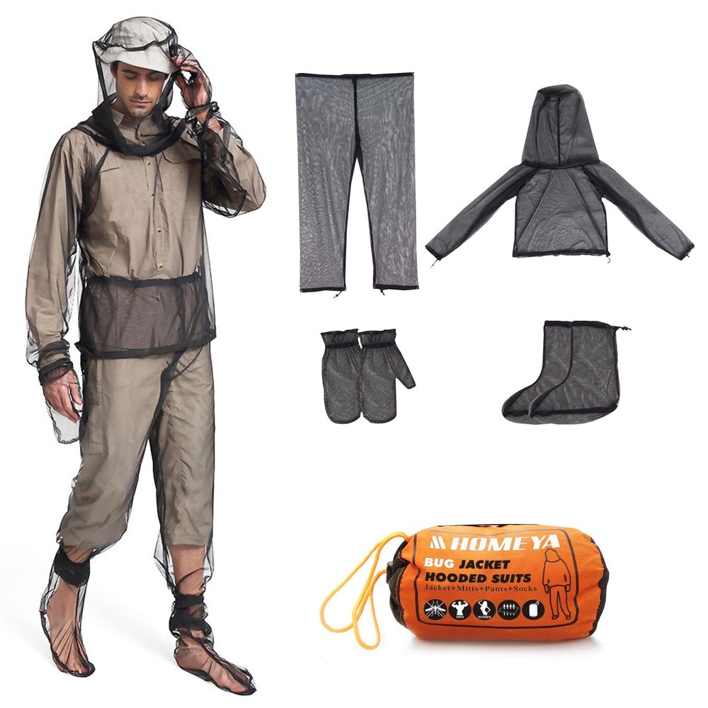 Bug Jacket S/M Anti Mosquito Netting Suit with Zipper on Hood Ultra-fine Mesh…