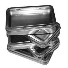 5 BLANK METAL TIN W/ CLEAR HINGED LID RECTANGULAR 7OZ CONTAINER SURVIVAL KIT