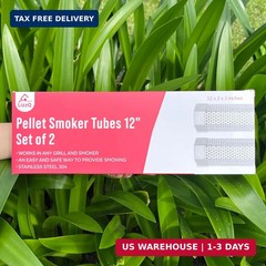 LIZZQ Premium Pellet Smoker Tube 12″ (Set of 2) – 5 Hours of Billowing Smoke, Ho