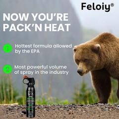 Feloiy 30 Feet BEAR Deterrent Repellent Spray 11 oz GLOW CAP CAMPING HIKING