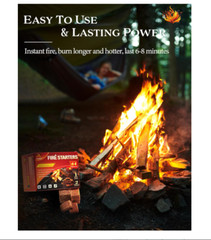 Fire Starter Squares, Natural & Waterproof, 64 Mini Squares for BBQ, Campfires