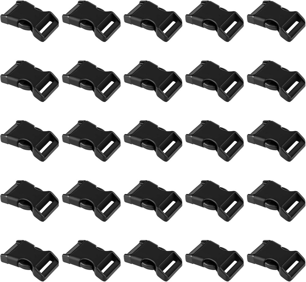 Black Plastic Side Release Buckles for Paracord Bracelets (5/8 Inch, 50 Pack)