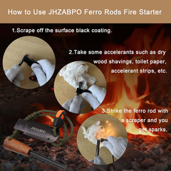 Ferro Rod Survival Kit, Flint and Steel Flint Fire Starter Kit, Fast Fire Stick
