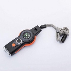 7 in 1 Military Survival Whistle Compass Magnifier Thermometer Keychain 3 Pack