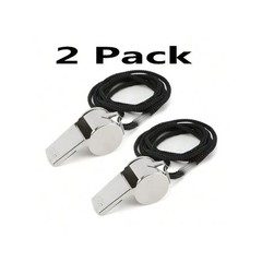 2-Pack Metal Referee Whistles w/ Lanyards Loud Coach Football Soccer Emergency