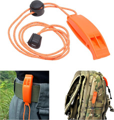2X Survival Whistle and 2X Signal Mirror – Outdoor Survival Kit Rescue Flash
