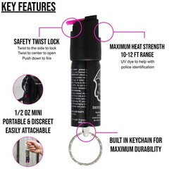 Police Magnum hot pink pepper spray keyring women self defense-4pk .50oz HP KR