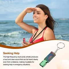 Bling Whistle, 2 Pcs&Multicolor Rhinestone/ Green Whistle