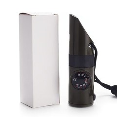 7-in-1 Multifunctional Survival Whistle LED Light Compass Thermometer Outdoor Em