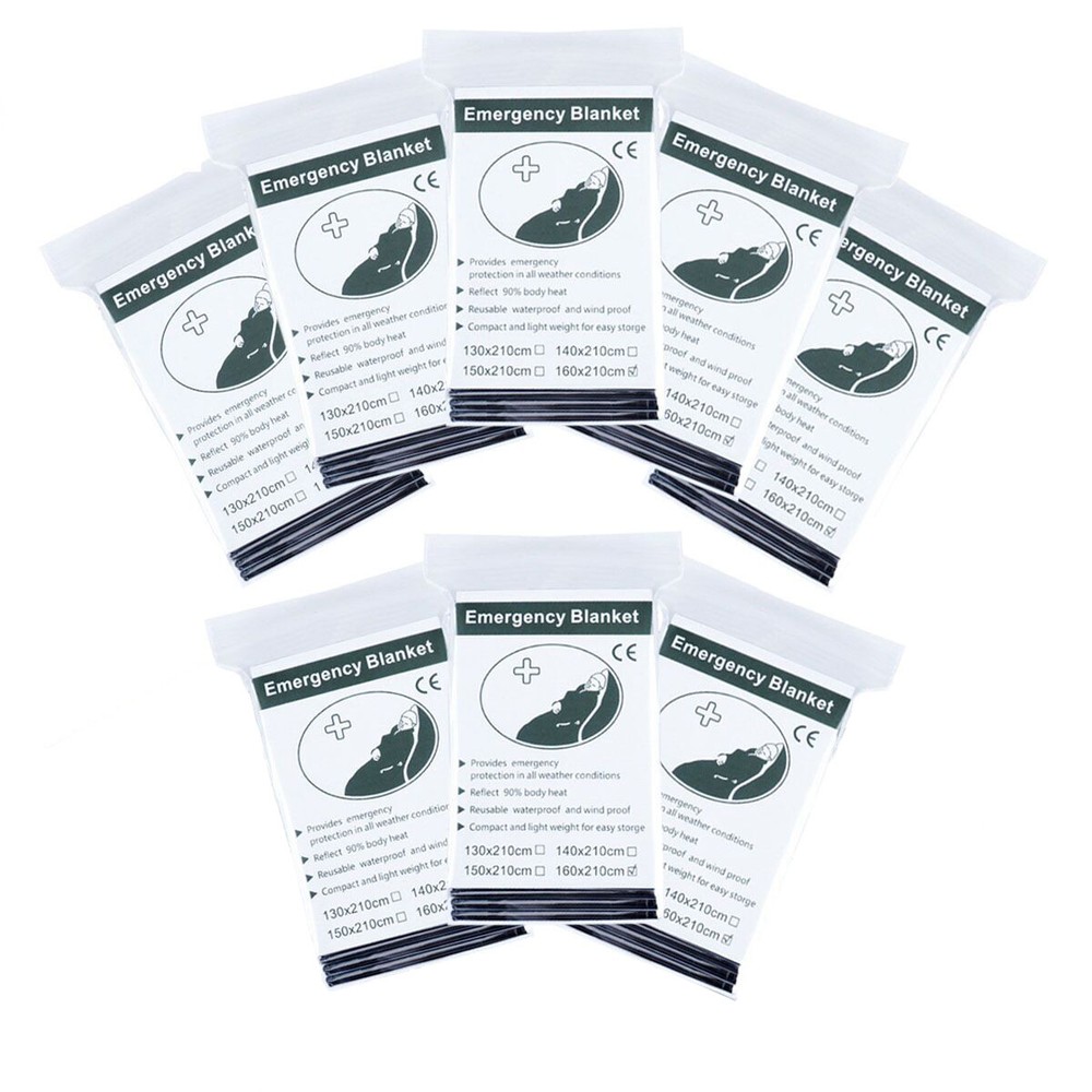 8 Pack Emergency Solar Blanket 83″x63″ Mylar Insulating Thermal Heat Packets XL