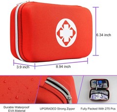 First Aid Kit 277PCS Car Home Camping Essentials Red Emergency 275Pcs,