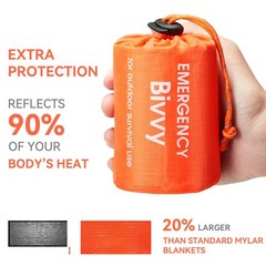 Esky Emergency Sleeping Bag, 2 Pack Survival Bag 2 Pack, Orange – 2
