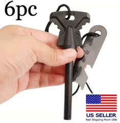 6pc Fire Starter Flint Steel Striker Survival Kit Ultimate Camping Outdoor Tool