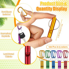 Foilswirl Emergency Whistles with Carabiners Aluminum Extra Loud Survival Safety