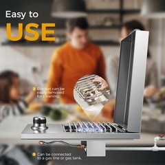 Outdoor Grill Drop-in Gas Single Side Grill Burner, 304 Stainless Steel, Buil…