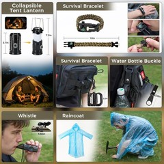 Emergency Survival Kit 246Pcs Gear, First Aid, Tactical Bag, Camping Axe, Bug Ou