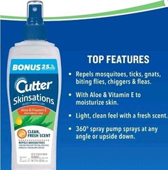 2 Pk Cutter Skinsations Insect Repellent Aloe & Vitamin E Clean Fresh 7.5 oz New