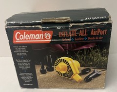 Coleman Inflate-All Air-Port Camping Air Pump Vintage Tested Complete Box