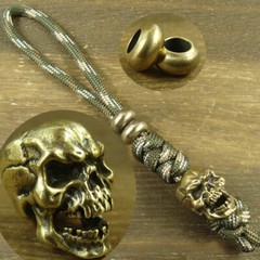 Brass “Skull” knife Lanyard Bead Paracord beads crafted for EDC gear XLH022