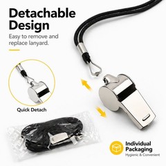 150 Pcs Stainless Steel Referee Whistles Bulk with Lanyard & Clip, Individual…